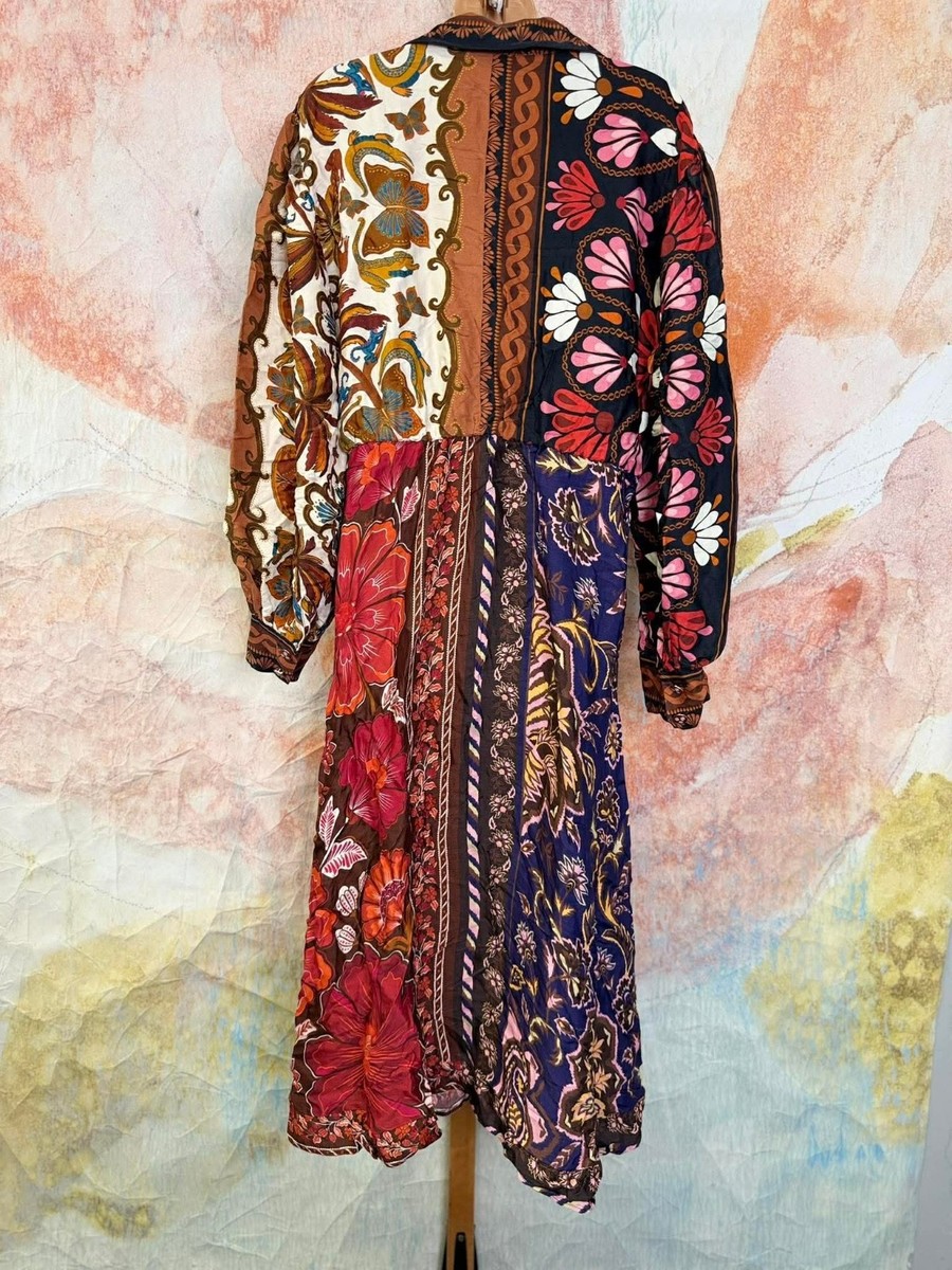 Anthropologie Farm Rio Miranda Long-Sleeve Wrap Midi Dress Size L | eBay