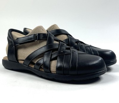 Clarks Elizabelle Sea Women 8.5 Black Leather Strappy Sandals Fisherman 26177120 Clarks Elizabelle Sea Black Women 8.5 Sandals Leather  main image 3