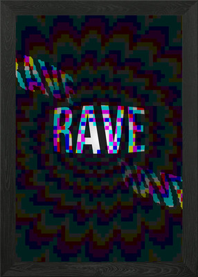 RAVE PIXEL Gerahmtes Wandbild Poster Leinwanddruck Bild