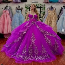 Purple Quinceanera Dresses Ball Gown With Lace Applique Birthday Party Sweet 16