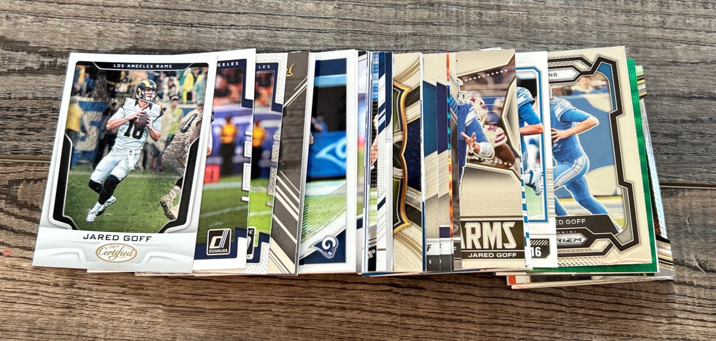 57 CARDS ALL DIFFERENT ^ JARED GOFF ^ 2017-24 ^ BASE-INSERT-PARALLEL-SERIAL