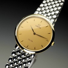 OMEGA De Ville Vintage Quartz Two-Tone Combo Men Dress Watch 32mm Japan Working