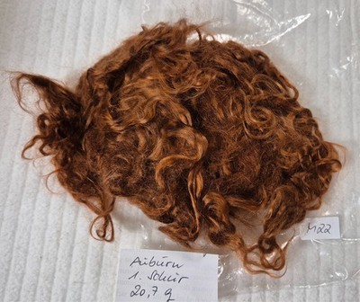 Feinstes Austral-Mohair für Rebornpuppen  1. Schur-Kastanie-24,5 Gramm - M22/23