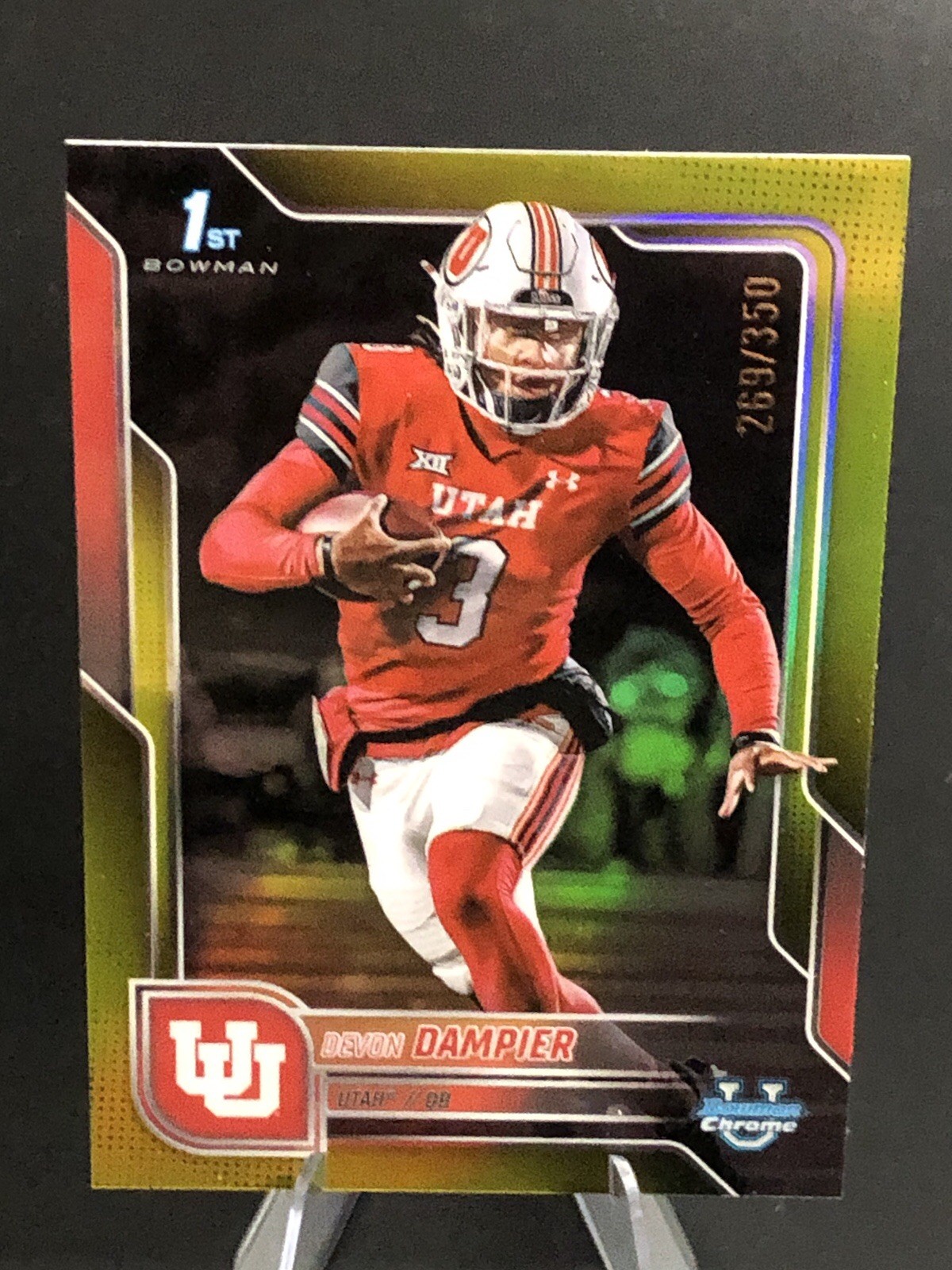 Devon Dampier 2025 Bowman University Chrome #3 1st Bowman Yellow Refractor /350