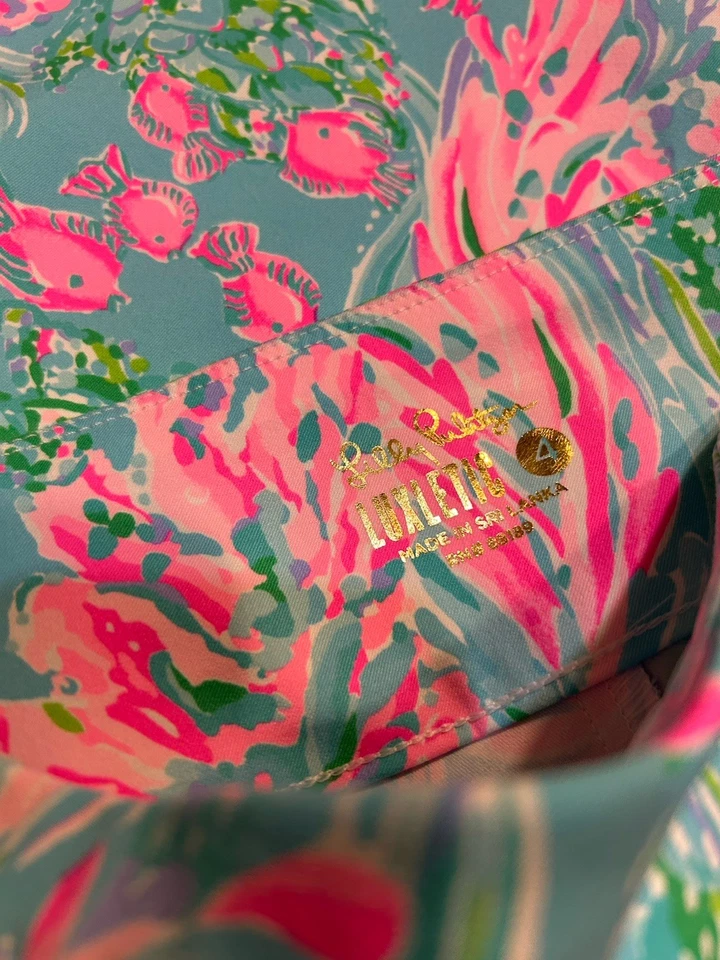 Lilly Pulitzer Luxletic Corso Pants Multi Coral Bay UPF50+ Size 4 - Image 4 of 4