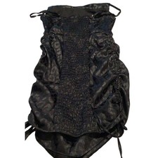 Wild Fable Black Ruched Bodycon Midi Slip Dress Women's Size Small Stretch