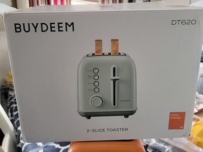 BUYDEEM DT640 Toaster 2 Slice Extra Wide Slots Stainless Steel Citrus Orange