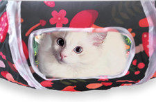 S-2-Way Collapsible Cat Tunnel for Indoor Cats Interactive Toy Maze Blue  Black