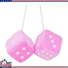 Pink Fuzzy Dice - Car Mirror Decoration Accessorycolor Pink