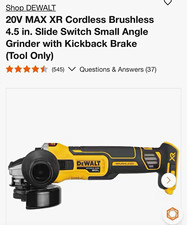 DEWALT 20V MAX XR Brushless Cordless 4.5 in Angle Grinder Slide Switch Tool