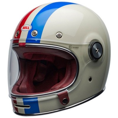 Bell Bullitt Command Motorradhelm Oldtimer weiß ochsenblutblau