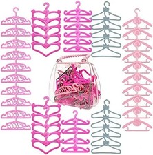 50PCS Doll Hangers for Barbie Hangers for Doll Clothes 1 Pink Lovely Box Storage