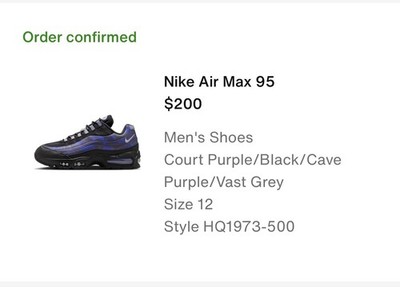 Nike Air Max 95 Court Purple Wild Grape Camo Size 12 Men s HQ1973-500 Confirmed 