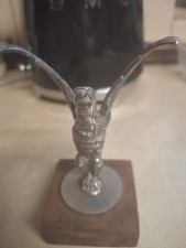 VINTAGE EAGLE CAR BONNET MASCOT BADGE   STANDING WITH WINGS UP CHROME