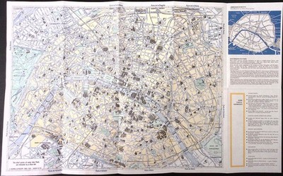 1970 How to Get About in Paris City Map & Bus Route