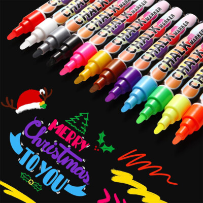 12 Farben Kreidestifte Kreidemarker Tafel Fenster Neon Kreide Stift abwischbar-