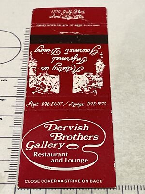 Vintage Matchbook Cover  Dervish Brothers Gallery Restaurant  Sand Key, FL  gmg
