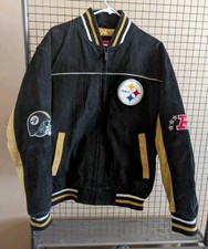 NFL Pittsburgh Steelers AFC Patch Logo Suede Leather Varsity Jacket Sz Large