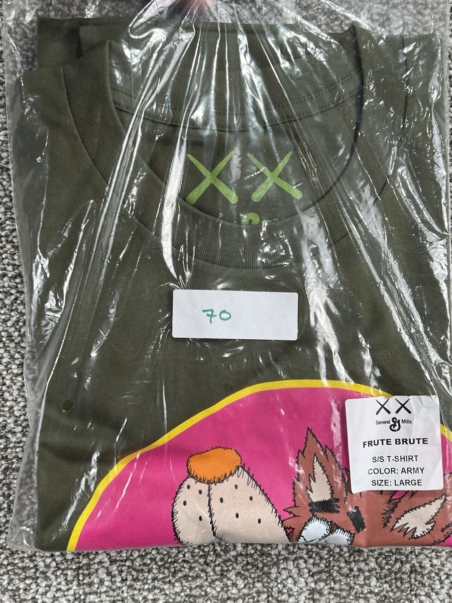 Kaws X General Mills Frute Brute Olive Green T Shirt Size Large