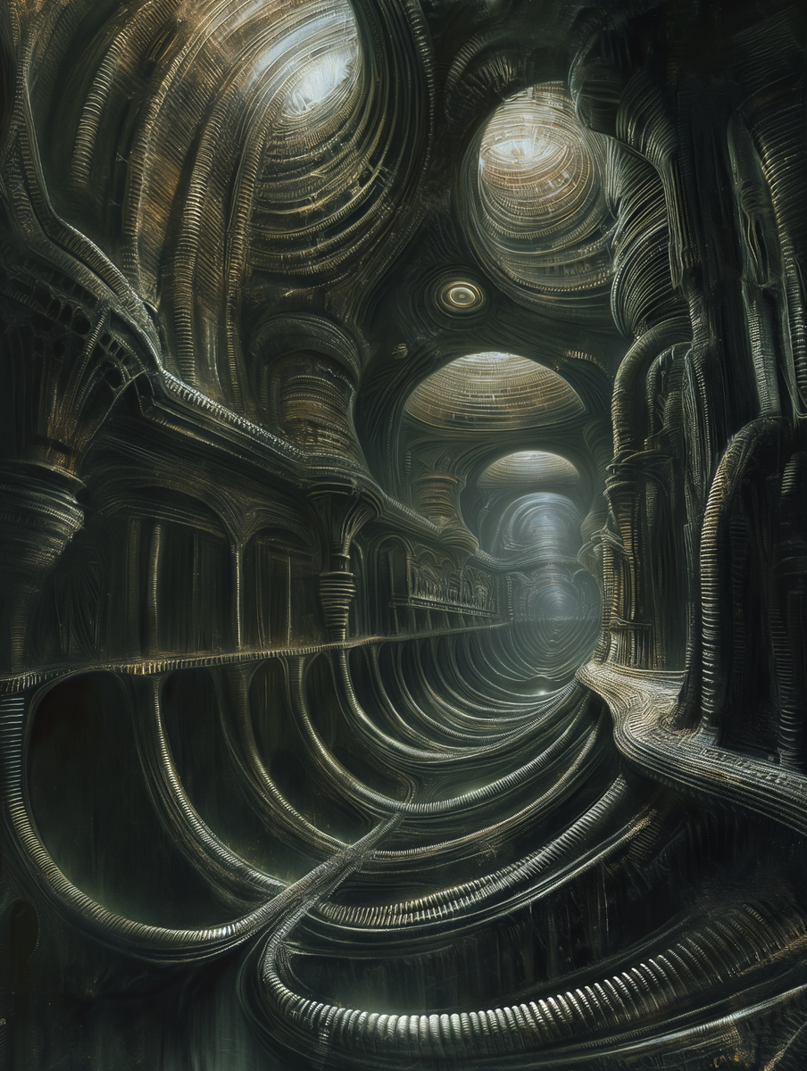 Alien Cathedral Tunnel in HR Giger Style Poster 18x24in | eBay