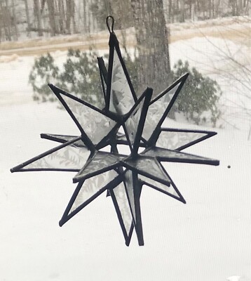 18 Point-Stained Glass Glue Chip 3D Star Ornament 5''x5''