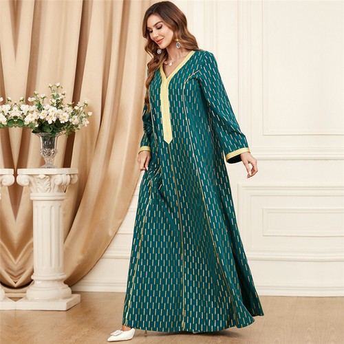Muslim Floral Kaftan Islamic Women Maxi Dress Ramadan Dubai Caftan Moroccan Gown - Picture 180 of 216