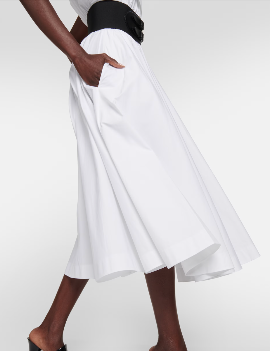 NEW $2670 Azzedine Alaia WHITE COTTON POPLIN HOOD LEATHER NEW $2670 Azzedine Alaia WHITE COTTON POPLIN HOOD LEATHER