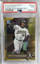 2022 Bowman Draft Clark Elliott Gold Refractor /50 PSA 19 Color Match A's