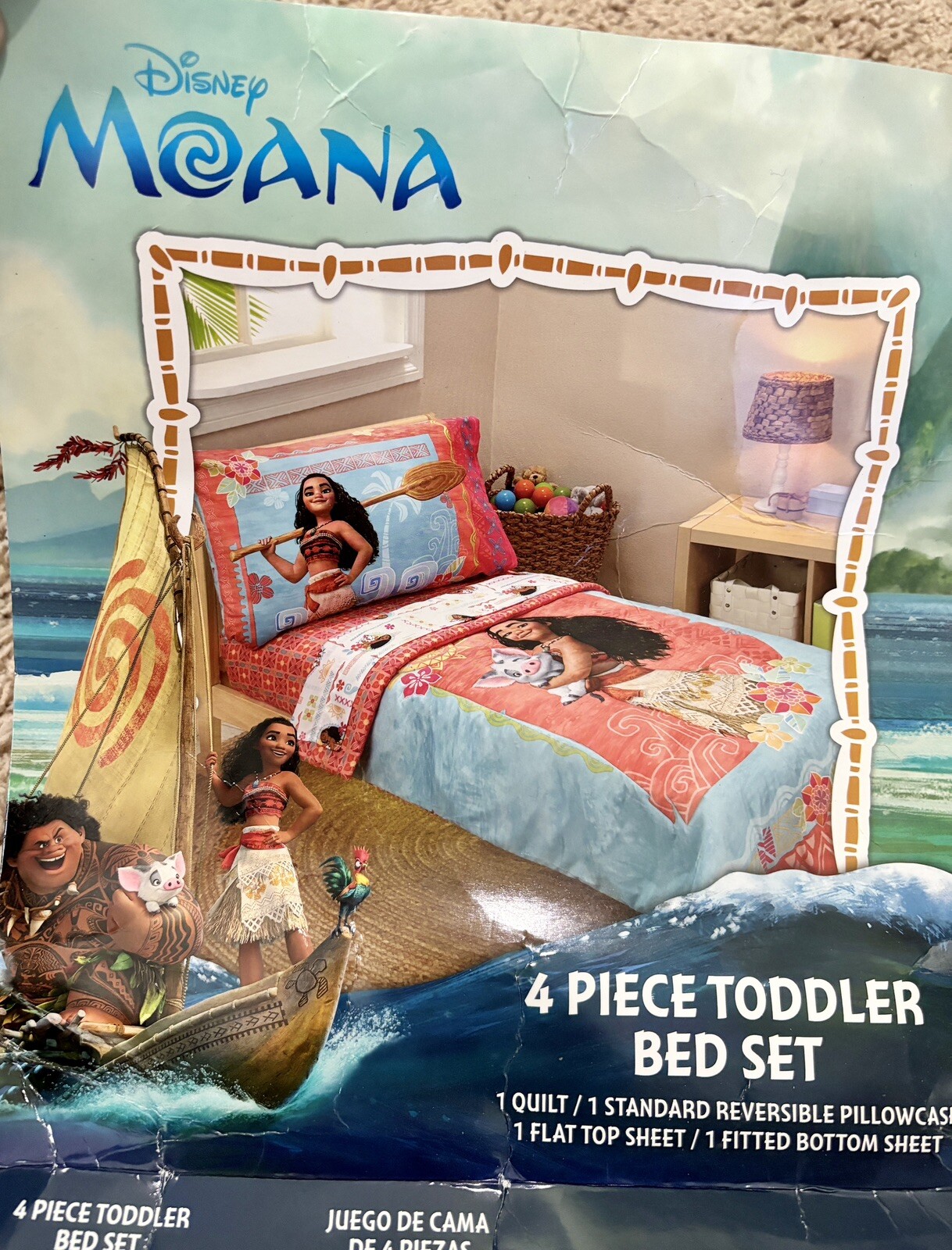 Disney Moana Toddler Bedding Set Comforter Fitted & Flat Sheet Pillow Case EUC eBay