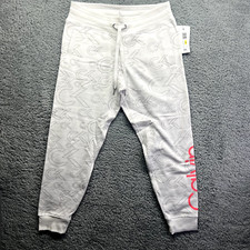 Calvin Klein Women Medium M White Logo Repeated Jogger Sweatpants