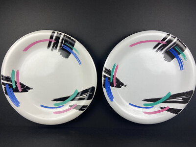 Newcor Vintage 1992 90's Plates Dishes Retro Nostalgia Design Concepts 10.5''