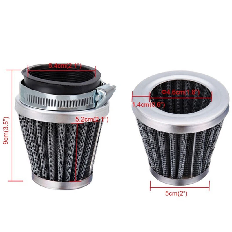 Limpiador de filtro de aire cromado cónico de alto flujo para moto café racer 54 mm Foto 3 de 4