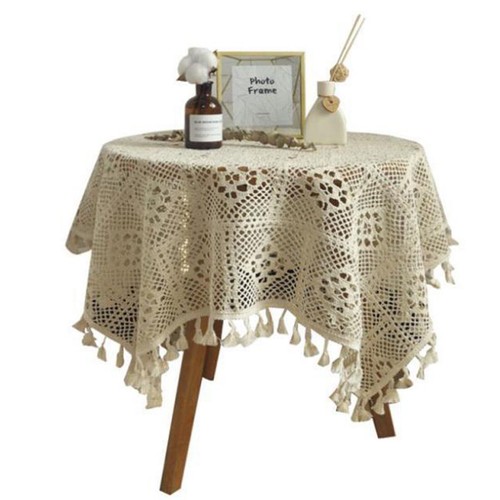Handmade Crochet Tablecloth Table Cover Lace Round/Square Dining Party Christmas - Picture 17 of 24