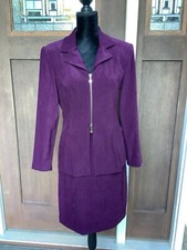 Jessica Howard Ladies 2-PC Burgundy Front Zip Jacket Skirt Suit Set; SZ 10.
