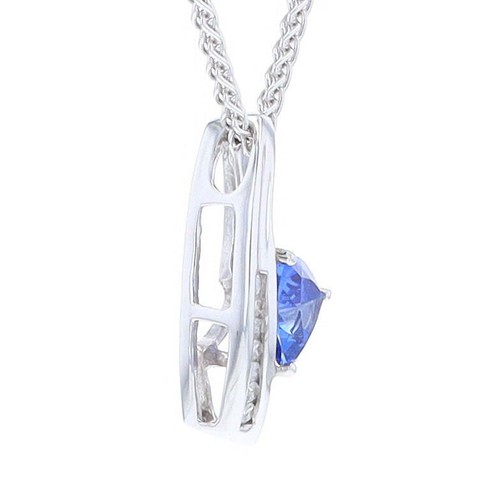 Synthetic Sapphire White Gold Ribbon Pendant w/ Diamond Accents GV166716 - Picture 18 of 24