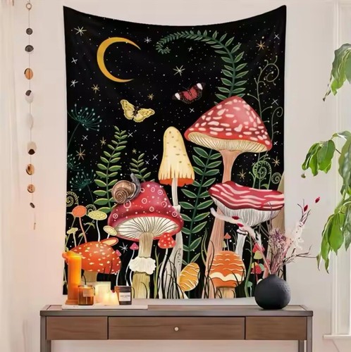 Mushroom Bohemian Night Floral Tapestry Wall Decor - Picture 5 of 5