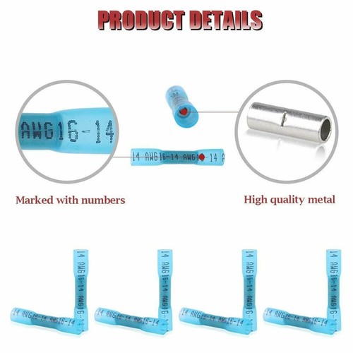 600/200Pcs Waterproof Heat Shrink Butt Wire Splice Connectors Crimp Terminal Kit - Picture 2 of 15