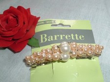 Classic Champagne and White Pearl Hair Clip Barrette NWT