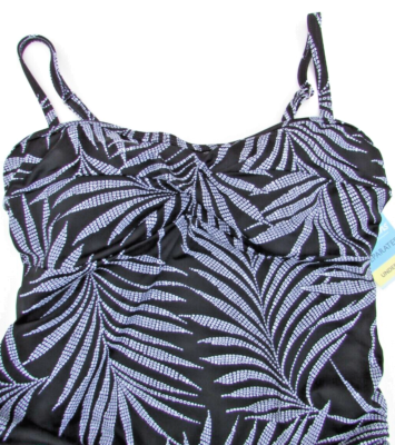 セット Swim Solutions B&W Tropical Print Tankini Top Women's Swimsuit