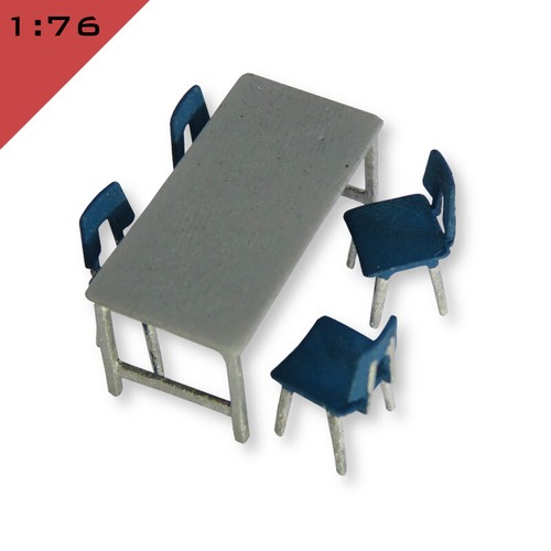 CANTEEN TABLE WITH CHAIRS 1:43, 1:76 scale, OO, O gauge Model Diorama - Picture 3 of 10