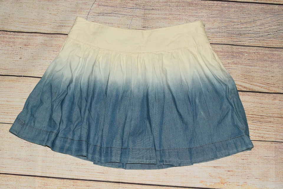 FALDA BOHO NUEVA CON ETIQUETAS CANYON RIVER BLUES M 10 12 MARFIL OMBRE DENIM ACANALADA CREMALLERA LATERAL Foto 2 de 4