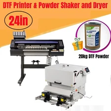 24in DTF Printer with CALCA Vertical Model Compact DTF Powder Shaker and Dryer