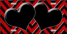 Red Black Chevron With Hearts Metal Novelty License Plate Tag Lp5052
