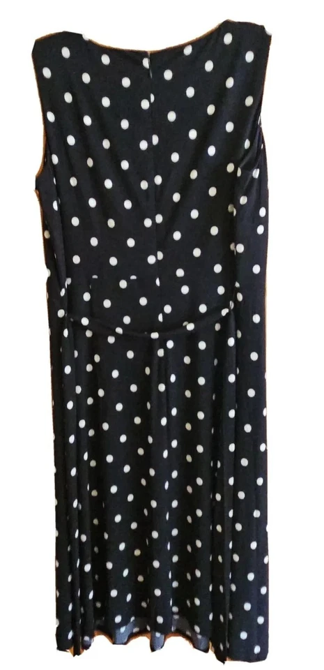 Anne Klein Plus Size Midi Dress Dark Navy White Polka Dot Women SZ 2X New $129 - Image 3 of 4
