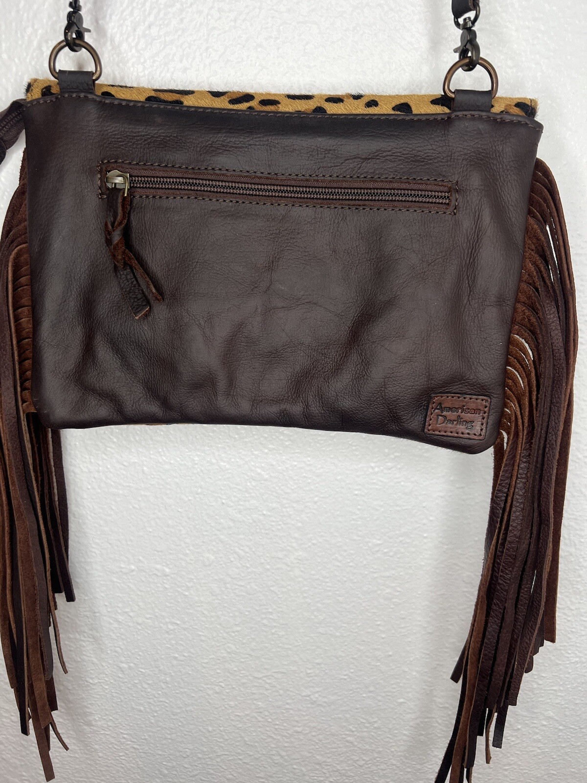 American Darling Handbag Hair on Hide Brown Leather Crossbody Fringe SOLD OUT image 8