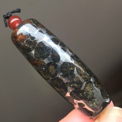 Sericho Pallasite Meteorite Perfect TianZhu Pendant Handmade Beads Sealed Glaz - Picture 9 of 17