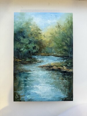 Original Oil Painting River Art Landscape Painting River Landscape