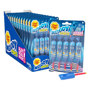 Chupa Chups Melody Pop, Blue Raspberry Flavor, Whistle Lollipops, Individuall...