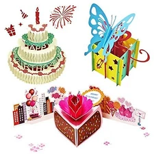 Akeydeco 3D Pop Up Birthday Cards Handmade Greeting Cards with Envelopes for ...