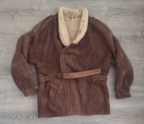 Vintage Herren CALAFATE 100% Lammfell Shearling Wildleder Lederjacke Größe XL  - Bild 1 von 13